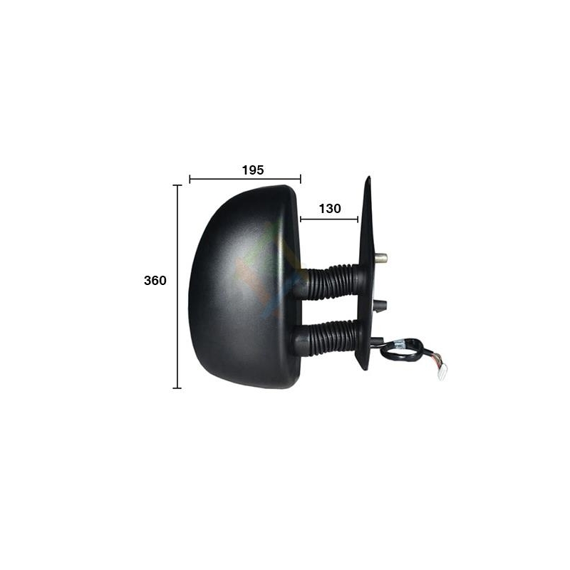 MIROIR DROIT AVEC ANGLE MORT, ÉLECTRIQUE, CONVEXE, CHAUFFANT, BRAS LO