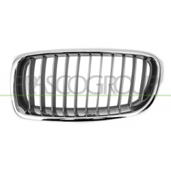 GRILLE GAUCHE PEINTE GRIS ARGENT AVEC GARNITURE CHROMÉE MOD.MODERN L